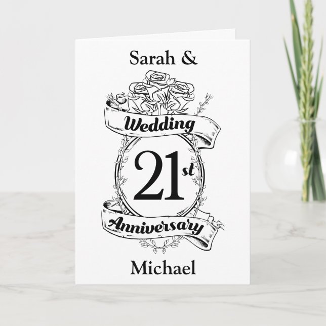 Tarjeta Flores del 21° Aniversario Boda (Anverso)
