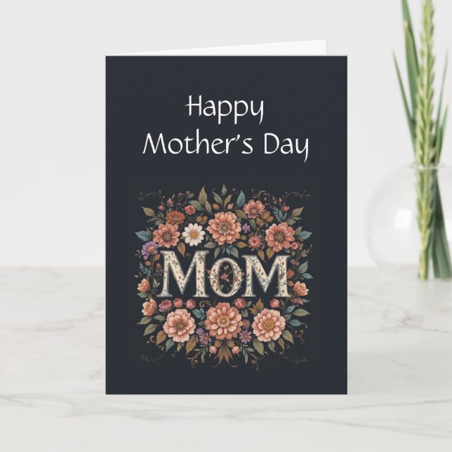 Tarjeta Flores del Día de la Madre Divertida para la mamá  (Anverso)