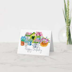 Tarjeta Flores del jardín acuático feliz cumpleaños - Tuli
