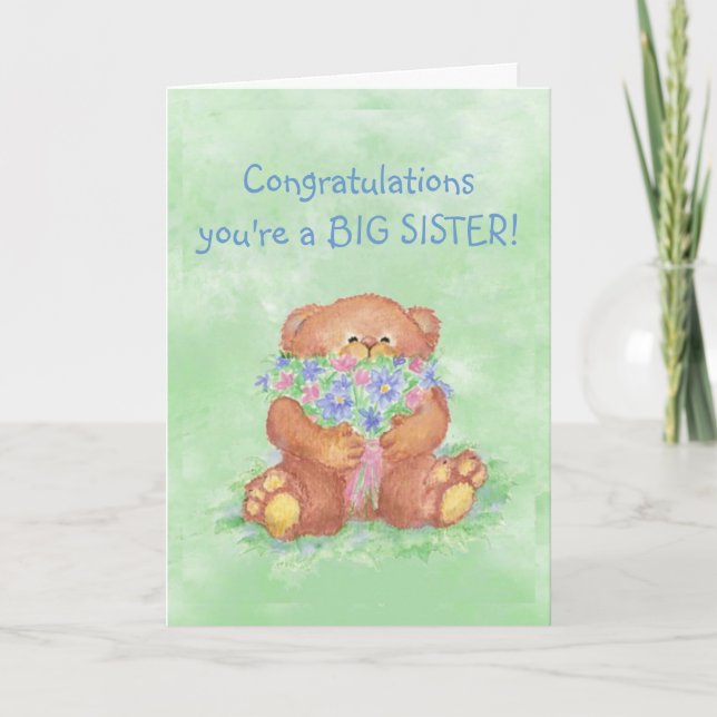 Tarjeta Flores del oso de FunTeddy de la HERMANA GRANDE de (Anverso)
