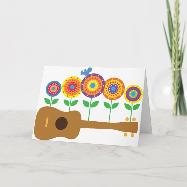 Tarjeta Flores del Ukulele (Anverso)