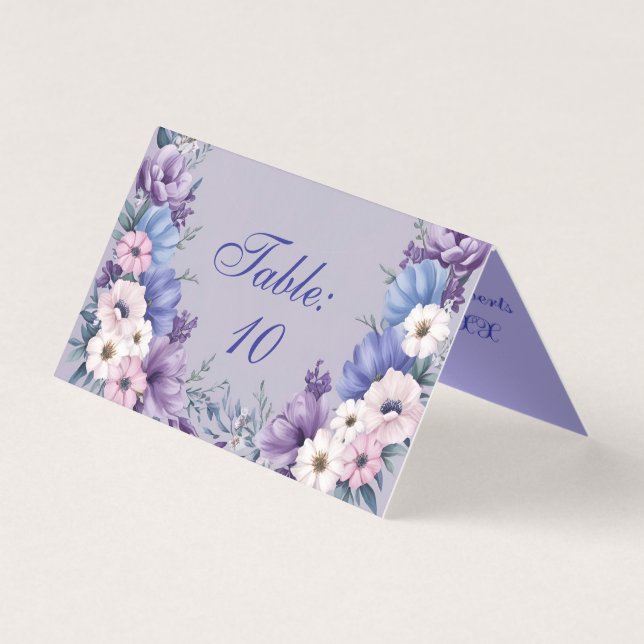 Tarjeta Flores Delicadas de verano azules, blancas, rosada (Anverso)