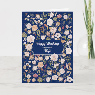 Tarjeta Flores dispersas de cumpleaños de esposa