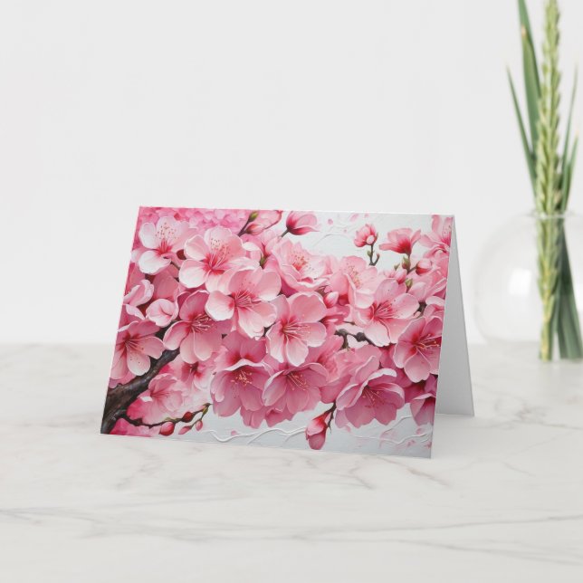 Tarjeta Flores elegantes de flores de cerezo rosa (Anverso)