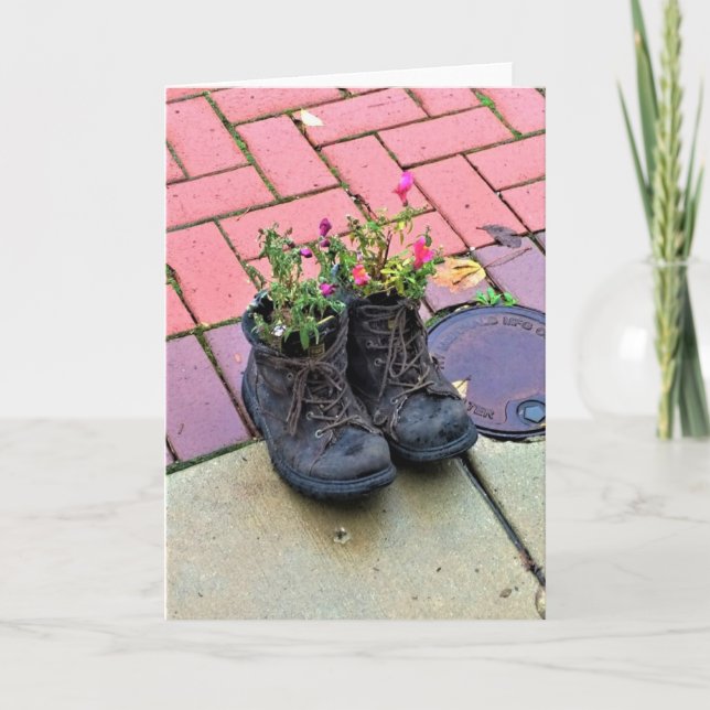 Tarjeta Flores en botas viejas (Anverso)
