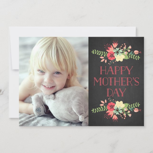 Tarjeta Flores en flor | Chalkboard Mother's Day Card (Anverso)