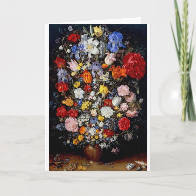 Tarjeta Flores en un barco de madera, Jan Brueghel el anci (Anverso)