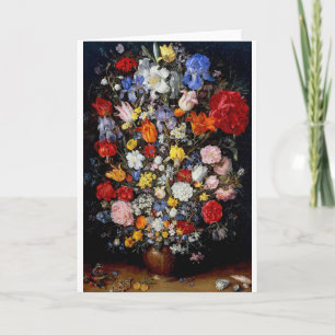Tarjeta Flores en un barco de madera, Jan Brueghel el anci