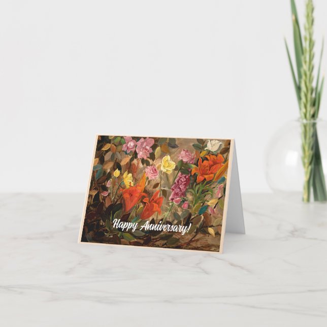 Tarjeta Flores en un jardín, feliz cumpleaños (Anverso)