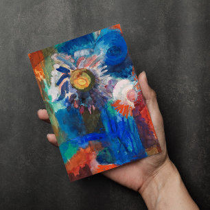 Tarjeta Flores en una malla azul   Fritz Schaefler