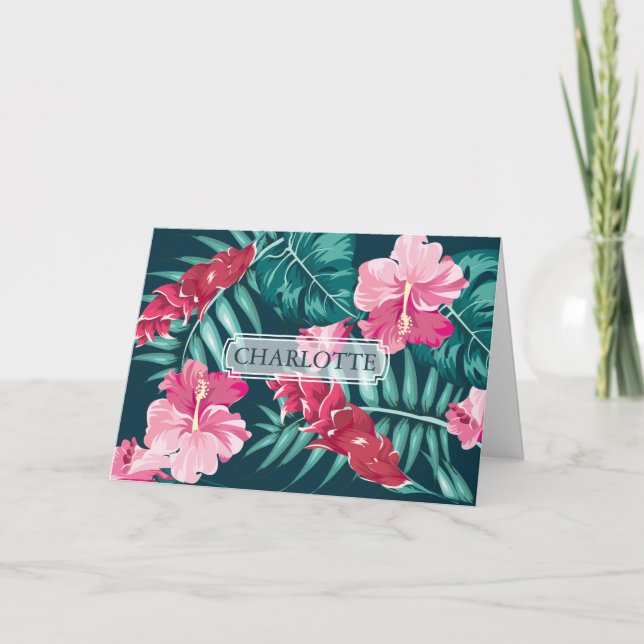 Tarjeta Flores exóticas de verano fotográfico personalizad (Anverso)