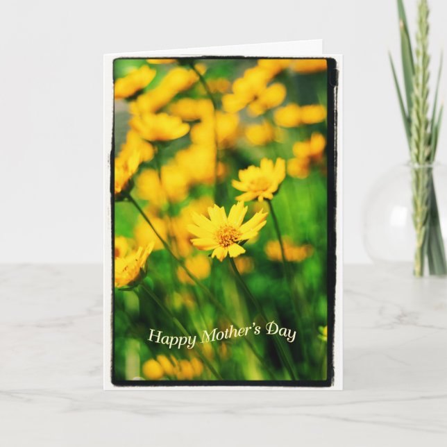 Tarjeta Flores felices del amarillo del día de madre (Anverso)