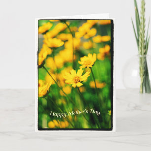 Tarjeta Flores felices del amarillo del día de madre