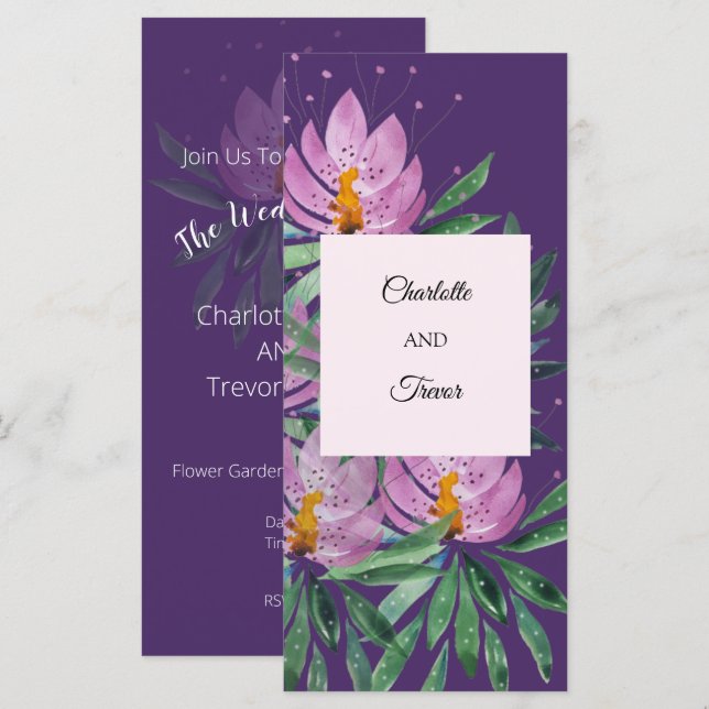 Tarjeta Flores florecen obras de arte violeta original acu (Anverso / Reverso)