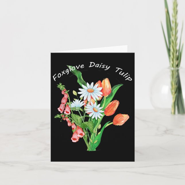Tarjeta Flores Foxglove Daisy Tulip Subtle Flora (Anverso)