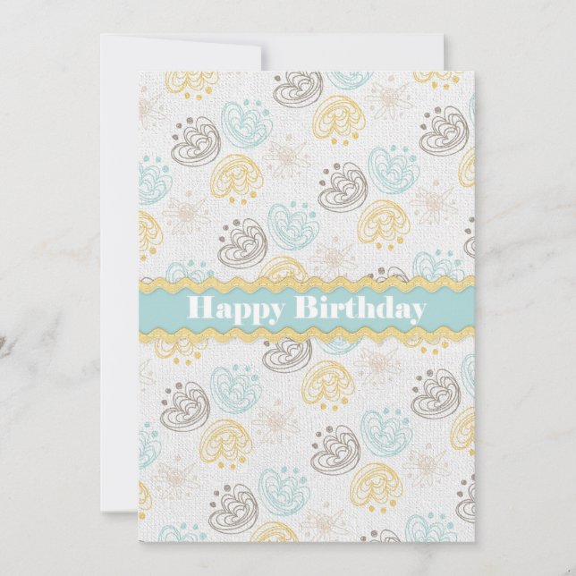 Tarjeta Flores grises Feliz cumpleaños (Anverso)