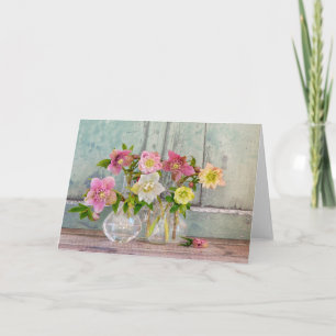 Tarjeta Flores Hellebores en vasos