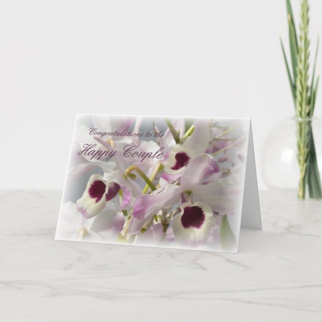 Tarjeta Flores hermosas de las orquídeas que casan la (Anverso)