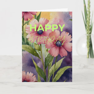 Tarjeta Flores increíbles Cumpleaños feliz