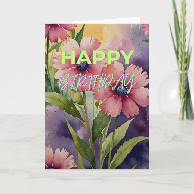 Tarjeta Flores increíbles Cumpleaños feliz (Anverso)