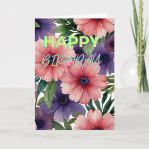 Tarjeta Flores increíbles Cumpleaños feliz