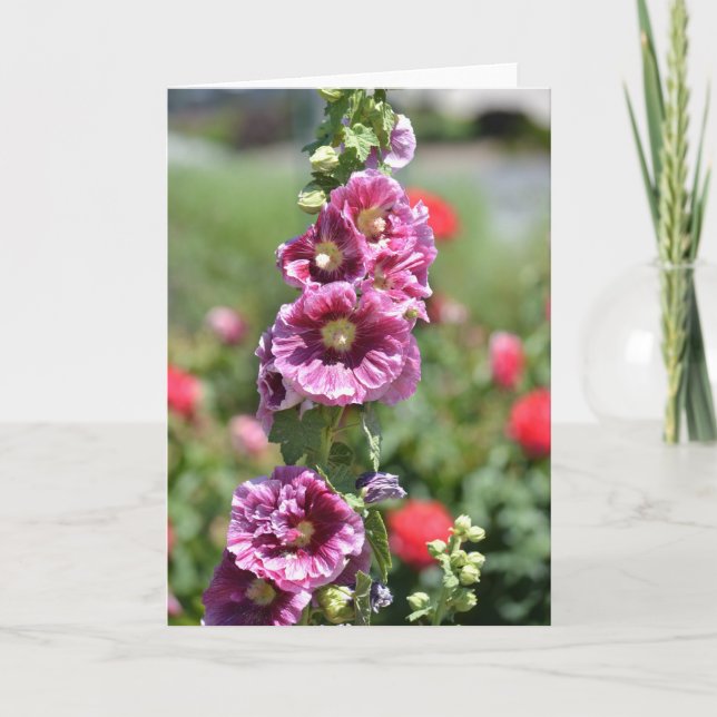 Tarjeta Flores inspiradas del Hollyhock (Anverso)