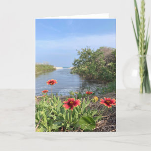 Tarjeta flores junto al mar (en blanco en el interior)
