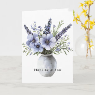 Tarjeta Flores Lilas Vaso Pensando en Ti