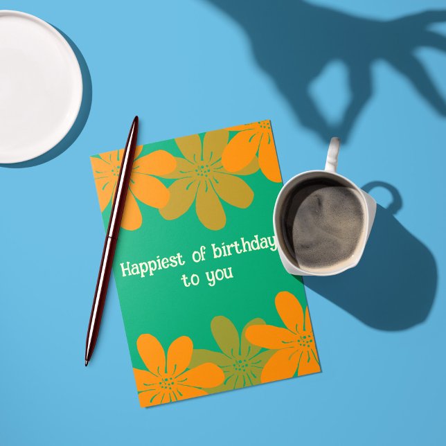 Tarjeta Flores Maximalistas de Naranja Retro (Subido por el creador)