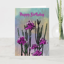 Tarjeta Flores Modernas de Desierto Cumpleaños