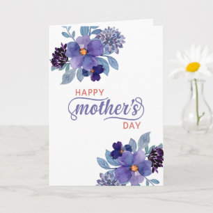 Tarjeta Flores Moradas Acoloradas Personalizadas para el D
