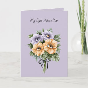 Tarjeta Flores Moradas de Melocotón Mis Ojos Te Adoran