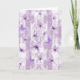 Tarjeta Flores moradas en blanco