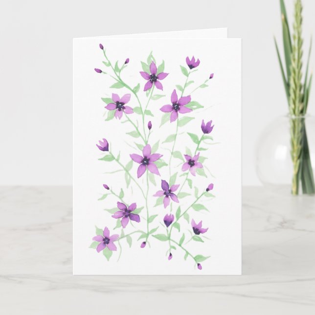 Tarjeta Flores moradas en el vino (Anverso)