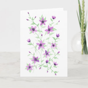 Tarjeta Flores moradas en el vino