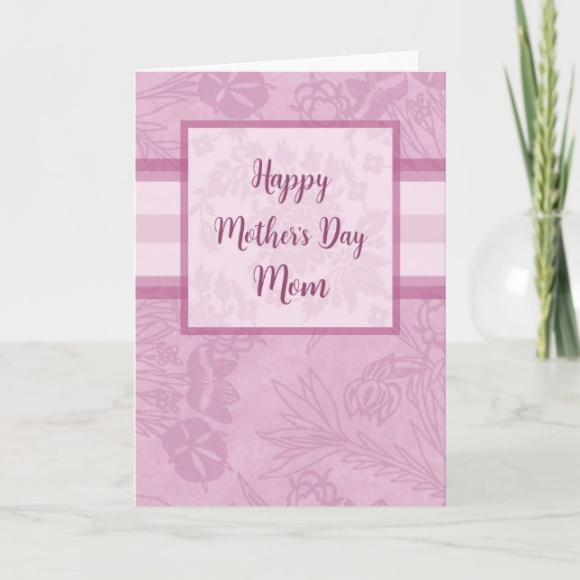 Tarjeta Flores moradas: Mamá, feliz día de la madre (Anverso)