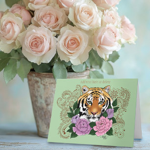 Tarjeta Flores moradas rosadas del tigre Henna
