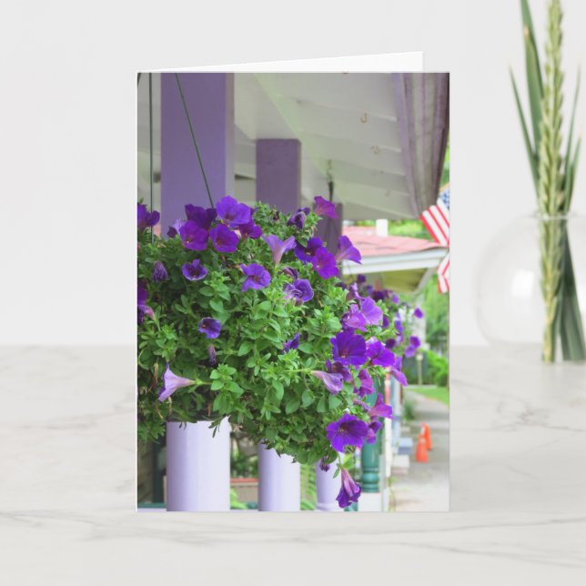 Tarjeta Flores moradas - Viñedo de Martha (Anverso)