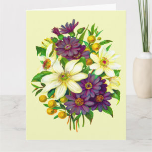 Tarjeta Flores moradas y blancas con cotización