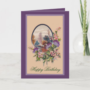 Tarjeta Flores moradas y hueso