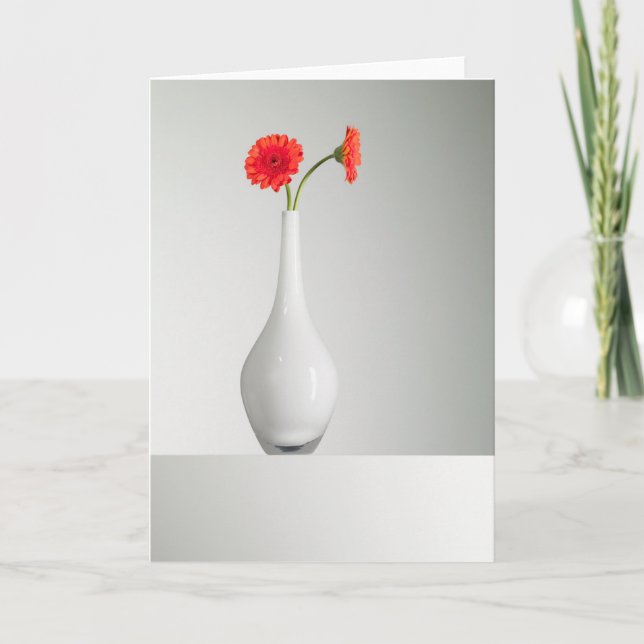 Tarjeta Flores | Naranja Gerbera en Vase (Anverso)