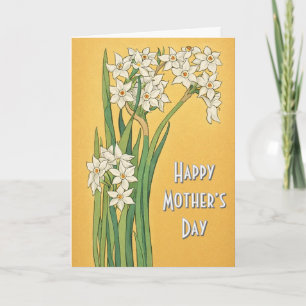 Tarjeta Flores Narciso Art Nouveau