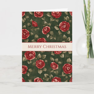 Tarjeta Flores Navideñas Rojas Bonitas Verdes