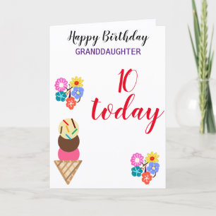 Tarjeta Flores Nieta Cumple 10 Años Cualquier Edad