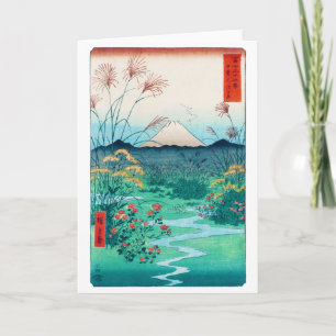 Tarjeta Flores otoñales y Monte Fuji, Hiroshige, Ukiyo-e