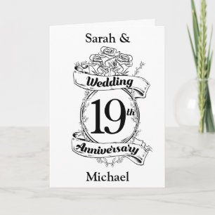 Tarjeta Flores para el 19º Aniversario de Boda