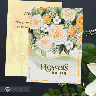Tarjeta Flores para Ti Rosa Dorada Cálida Floral Recupérat