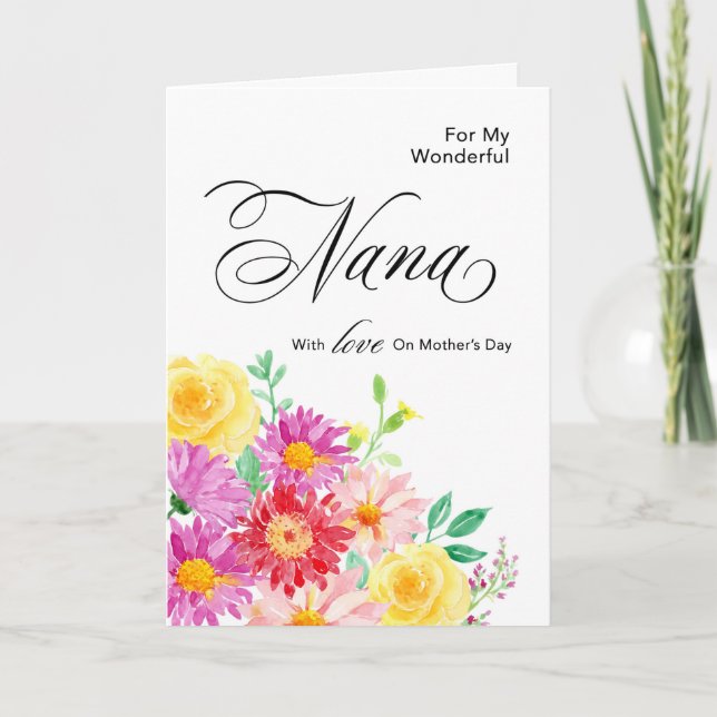 Tarjeta Flores preciosas para Nana en el día de la madre (Anverso)