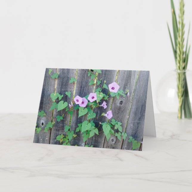 Tarjeta Flores púrpura creciendo en la valla simpatía (Anverso)