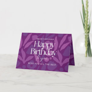 Tarjeta Flores púrpura pop Feliz cumpleaños para ti